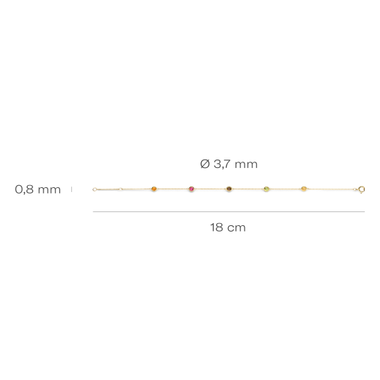 BLUSH 14k GG MULTICOLOR ARMBAND TOPAAS, CITRIEN ROOKKWARTS RHODOLIET EN PERIDOOT 2266YFC - 10069404