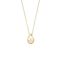 14k GG COLLIER MET HANGER MET RONDE WITTE NATUURLIJKE 8mm ZOETWATERPAREL - 10069411