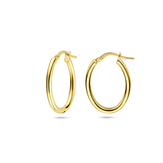 SILGOLD OVALE CREOLEN MET GLADDE BUIS EN KLAPSTEKER - 10069423