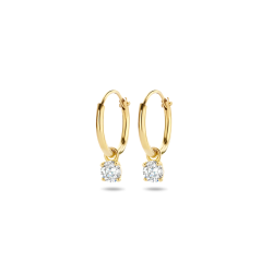 14k GG CREOLEN MET KLAPHAAK EN ZIRCONIA BEDEL - 10069427