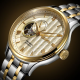 SEIKO "PRESAGE" BICOLOR STALEN HERENHORLOGE MET GOUDKLEURIGE OPEN HEART WIJZERPLAAT SSA464J1 - 10069429
