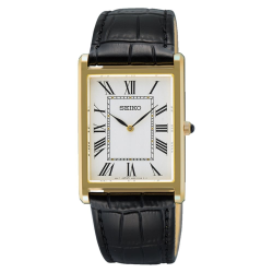 SEIKO HERNHORLOGE RECHTHOEKIG GG DOUBLÉ WITTE WIJZERPLAAT SWR104P1 - 10069468