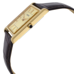 SEIKO HERNHORLOGE RECHTHOEKIG GG DOUBLÉ CHAMPAGNE WIJZERPLAAT SWR106P1 - 10069474