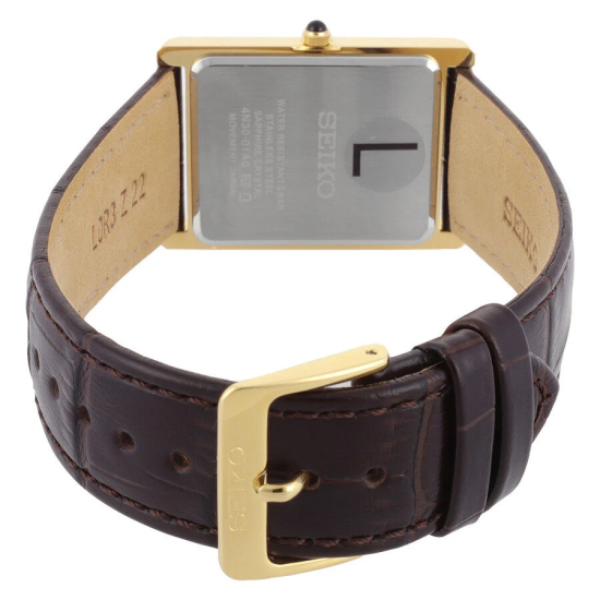 SEIKO HERNHORLOGE RECHTHOEKIG GG DOUBLÉ CHAMPAGNE WIJZERPLAAT SWR106P1 - 10069474