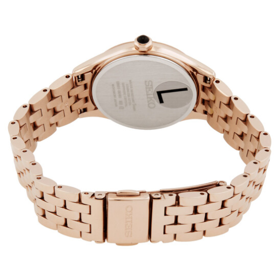 SEIKO DAMESHORLOGE ROSÉ-STAAL GRIJZE WIJZERPLAAT SUR614P1 - 10069475