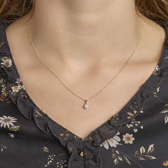 14k GG SOLITAIRHANGER 4POOT KLAUWCHATON 4,5mm ZIRKONIA - 10069479