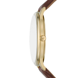 ARMANI HERENHORLOGE GG DOUBLÉ MET LEREN BAND GOUDKLEURIGE WIJZERPLAAT  AR11610 - 10069571