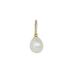 14k GG ZOETWATER PARELHANGER DRUPPELVORM 14 x 8,5 mm MET 9 ZIRCONIAS - 10069047