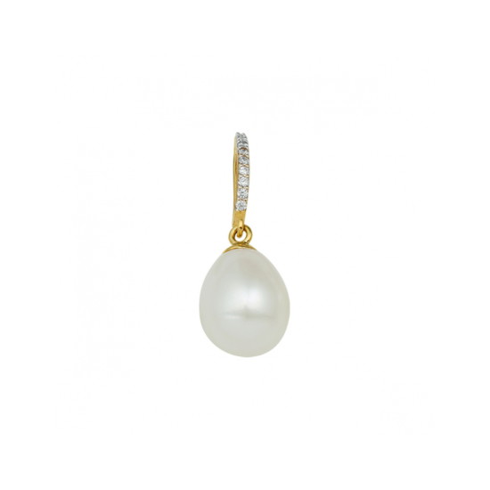 14k GG ZOETWATER PARELHANGER DRUPPELVORM 14 x 8,5 mm MET 9 ZIRCONIAS - 10069047