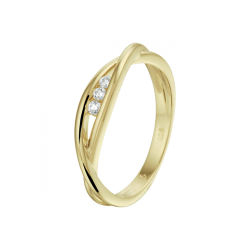 14k GG FANT KLEMRING 4mm 3x BRIL .06ct H-SI - 10068743