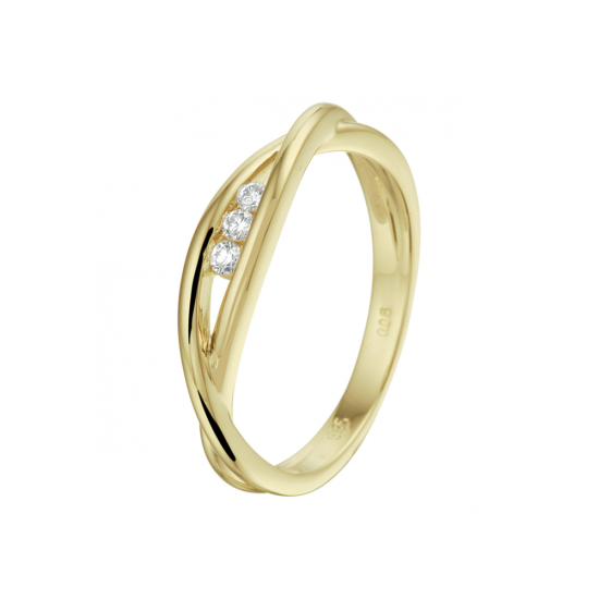 14k GG FANT KLEMRING 4mm 3x BRIL .06ct H-SI - 10068743