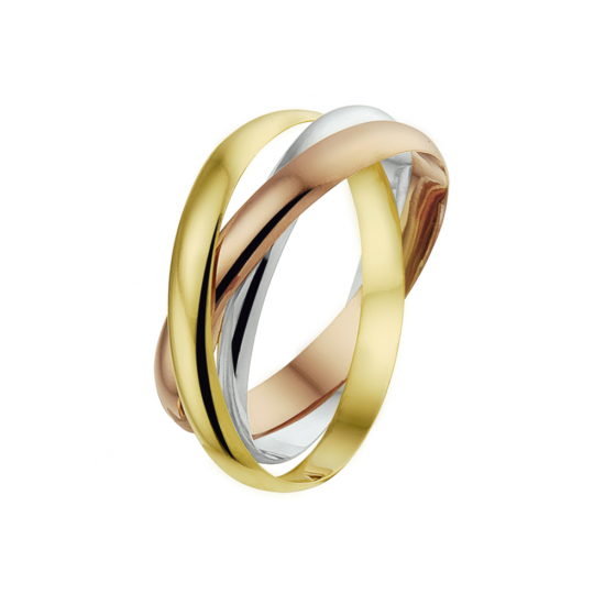 14k TRICOLOR "TRINITY" RING 3x2.5mm MT.18 - 1007335