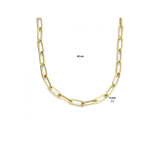 14k GG COLLIER OVALE DRAAD 1mm ELEMTEN 4x10mm 42cm - 1007117