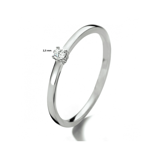 14k WG SOLITAIRRING 1.1mm KLAUW 4P .05ct H-Si - 1007090