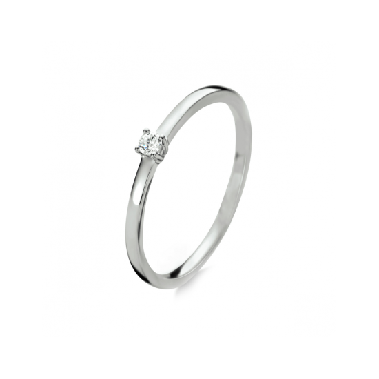 14k WG SOLITAIRRING 1.1mm KLAUW 4P .05ct H-Si - 1007090