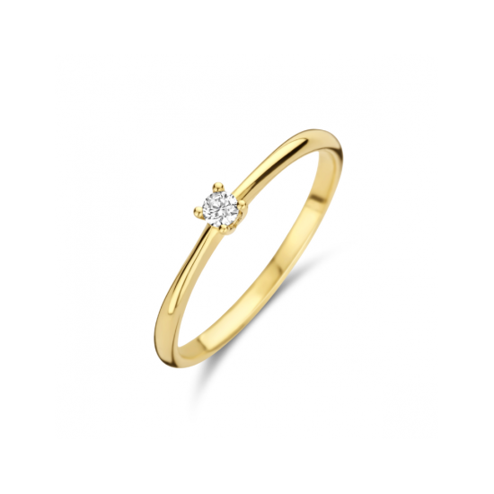 14k GG SOLITAIRRING 1.6mm KLAUW 4P .05ct G-Si - 1007088