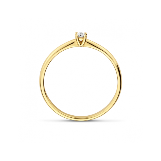 14k GG SOLITAIRRING 1.6mm KLAUW 4P .05ct G-Si - 1007088