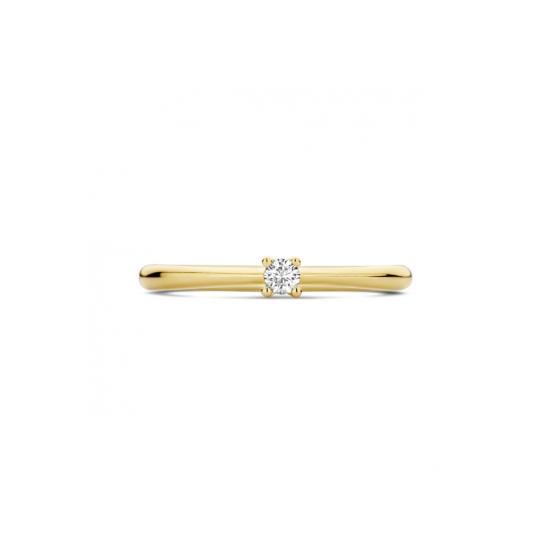 14k GG SOLITAIRRING 1.6mm KLAUW 4P .05ct G-Si - 1007088