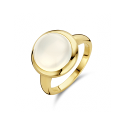 14k GG RING MET CABOUCHON MAANSTEEN 13x5mm GLADOMZ. - 1007403