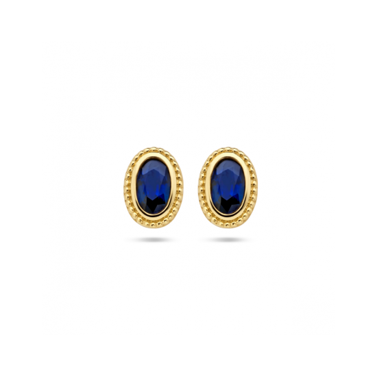 14k GG  SOLITAIROORST. 7x5mm OVALE BLAUWE SAFFIER 5x3mm a .31ct - 10067401