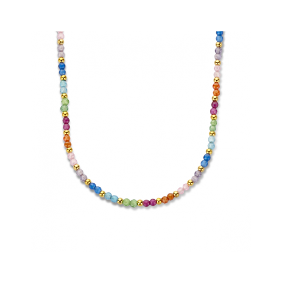 14k GG MULTICOLOR KORUND COLLIER MET GG BOLLETJES 2mm - 1007636