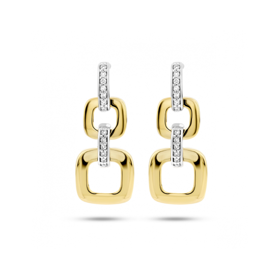 14k BICOLOR OORHANGERS MET DIAM.11ct H-Si 24x9.5mm - 1007346