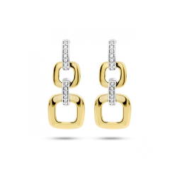 14k BICOLOR OORHANGERS MET DIAM.11ct H-Si 24x9.5mm - 1007346