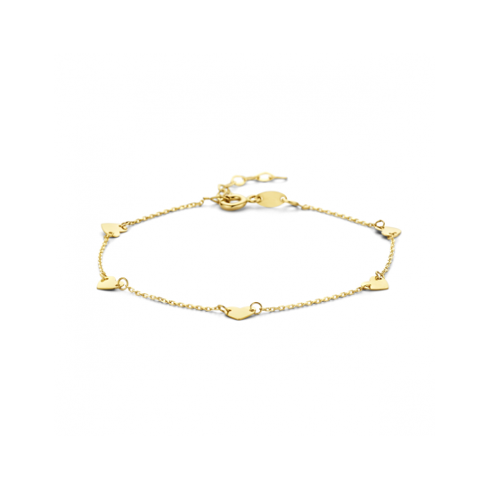 14k GG ARMBANDJE MET 5 HARTJES 16,5-18,5cm - 10067119