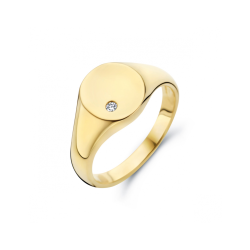 14k GG ZEGELRING OVALE 10mm 1DIAM.02ct H-SI - 1007651