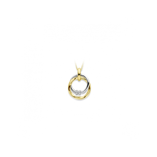 14k BICOL.HANGER 2 CIRCELS 1 DIAM.03ct H-SI - 10067494