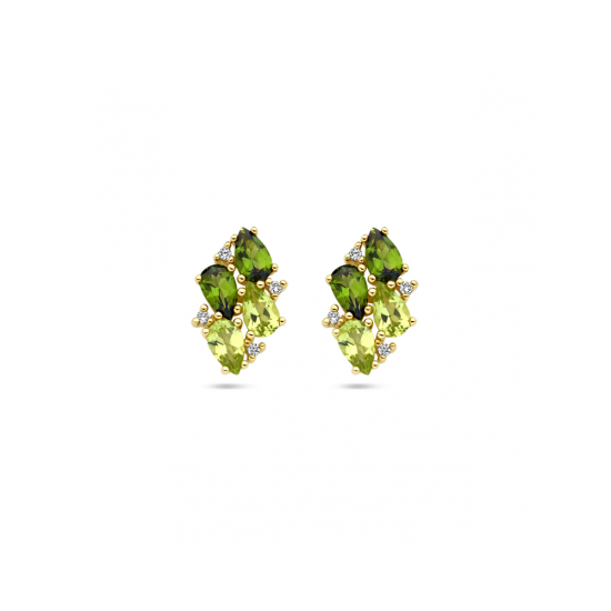 14k GG OORST. GR.TOERM-PERIDOT 8DIAM.03ct - 10067495