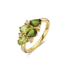 14k GG RING PERIDOT TOERM BRILJ.06ct H-SI - 10067492