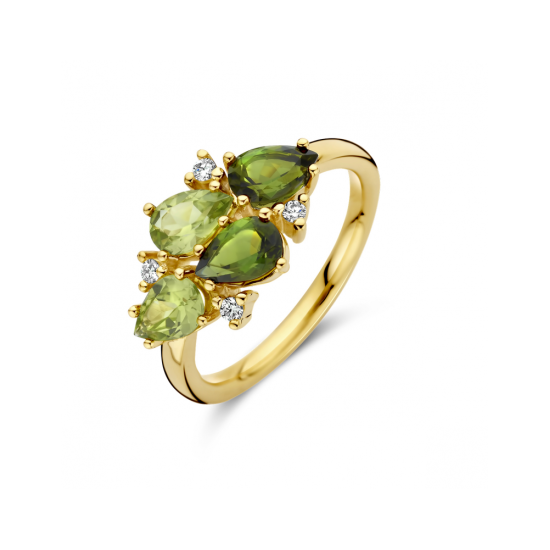 14k GG RING PERIDOT TOERM BRILJ.06ct H-SI - 10067492