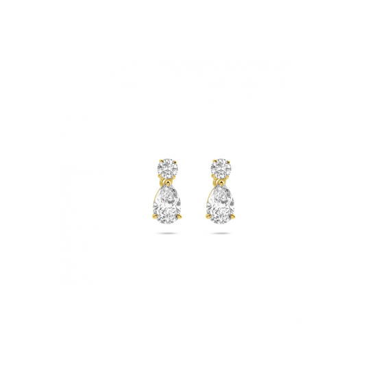 14k GG OORSTEKERS MET PEAR SHAPE EN BRILJANT GESLEPEN LG DIAMANT 1.25ct (2x 0.625ct) H-SI PEAR SHAPE EN BRILJANT GESLEPEN - 10068965