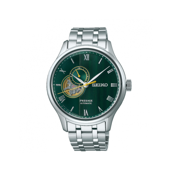 SEIKO PRESAGE "ZEN GARDEN SAKURA OPEN HEART" HPH ST-ST AUTOMATIC GROENE WIJZERPLAAT - 10068392
